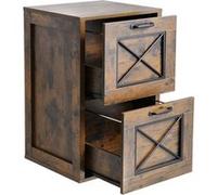 VEVOR Caisson de Bureau à 2 Tiroirs Avec Tringle de Suspension Réglable à 2 Niveaux Marron