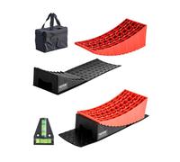 VEVOR Cale de Roue pour Caravane 2PCs, Bloc de Nivellement pour Camping-car Capacité de 4 T, Hauteur Maximale de 12 cm, Niveleurs Incurvés Robustes avec Tapis Antidérapant, Sac de Transport, Rouge