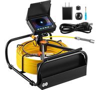 VEVOR Caméra d'inspection de canalisations, 50 m, 10,9 cm Caméra d'inspection de canalisations avec éclairage - 6 LED réglables, carte de 16 Go, zoom 3x & batterie 8500 mAh haute capacité, caméra sani