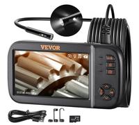 VEVOR Caméra Endoscope à Triple Objectif Inspection Endoscopique à écran IPS 4,5" Objectif 1080p Cable Serpent Semi-Rigide 5 m 8 Lumières Batterie 2860 mAh étanche IP67 pour Auto Vidange Canalisation