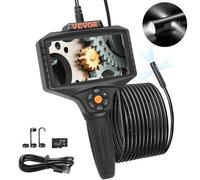 VEVOR Caméra Endoscope à Triple Objectif Inspection Endoscopique Écran IPS 5" Écran Divisé Lumières LED Zoom 8x Câble Semi-Rigide 5 m Carte 32 Go Étanche IP67 pour Auto Vidange Canalisation Plomberie