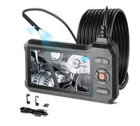 VEVOR Caméra Endoscopique Double Objectif Endoscope Écran IPS HD 5 pouces Caméra Inspection pour Canalisation et Automobile, avec Câble Rigide 5 m, 6 + 1 LED, Zoom 8x, Batterie 3000 mAh, Sonde IP67
