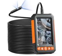 VEVOR Endoscope à Double Objectif, Caméra Endoscopique avec 8+1 Lumières LED, Écran IPS 4,3", Câble Semi-Rigide 15 m, Zoom 4X, Caméra Serpent 1080P Étanche IP67 pour Inspection Automobile, Plomberie
