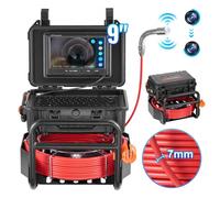 VEVOR Caméra Inspection Canalisation 50 m Endoscope Drain Autonivellement, avec Écran 9'', Émetteur 512 Hz, Compteur de Distance, Étanche IP68, 12 LED, Carte SD 32 Go, pour Conduit, Égout, Tuyaux