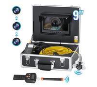 VEVOR Caméra Inspection Canalisation avec Localisateur 512 Hz Endoscope Drain 50 m Écran 9'' Auto-nivellement, Zoom 36X, Étanche IP68, 12 LED, Carte SD 32 Go, pour Conduit, Égout, Plomberie, Tuyaux