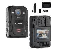 VEVOR Caméra-Piéton pour Police 1440P, Caméra de Corps 128G avec Vision Nocturne Infrarouge et GPS, Enregistrement Audio-Vidéo, Batterie Intégrée 3500 mAh et Écran LCD 2,0", pour les Forces de l'Ordre