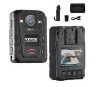 VEVOR Caméra-Piéton pour Police 1440P, Caméra de Corps 64G avec Vision Nocturne Infrarouge et GPS, Enregistrement Audio-Vidéo, Batterie Intégrée 3500 mAh et Écran LCD 2,0", pour Les Forces de l'Ordre