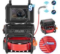VEVOR Caméra pour canalisations, 30 m, caméra d'inspection de canalisations à nivellement automatique avec émetteur 512 Hz, compteur de distance, écran 9 pouces, caméra HD pour canalisations 1080P