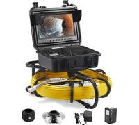 VEVOR Caméra pour canalisations, 70 m, écran 23 cm, caméra d'inspection de canalisations avec fonction DVR, caméra IP68 avec 12 LED réglables, avec carte SD 16 GB, pour canalisations d'eaux usées, mai