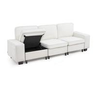 VEVOR Canapé 3 places, canapé modulaire nuage avec rangement en bas, sofa de salon moderne et confortable avec poches de rangement latérales et cadre en métal, pour chambre, appartement, bureau, blanc