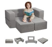 VEVOR Canapé enfant convertible 4 pièces tissu chenille éponge 25D housse amovible gris foncé