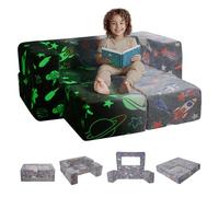VEVOR Canapé enfant convertible fauteuil ludique phosphorescent 4 pièces gris