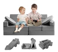 VEVOR Canapé Enfant Convertible Ludique 15 Modules Géométriques Fauteuil pour Enfants Éponge 25D Haute Densité Housse Suédé Sofa Modulaire Plus de 30 Combinaisons pour Jouer Créer Dormir Salle de Jeux