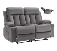 VEVOR Canapé Inclinable Électrique 2 Places, Causeuse Inclinable avec Chauffage et Massage, en Velours Doux, avec Ports USB, Porte-gobelets et Poches Latérales, pour Chambre Salon Appartement, Gris