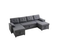 VEVOR Canapé-lit convertible en U 6 places espace de rangement pour bureau gris