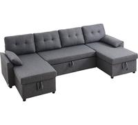 VEVOR Canapé-lit convertible en U 6 places espace de rangement pour bureau gris