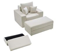 VEVOR Canapé Lit Modulaire avec Rangement 1115 mm, Divan en Velours Côtelé, Fauteuil Convertible avec Coussins et Poche Latérale, Méridienne Profonde pour Salon, Chambre à Coucher, Bureau, Beige