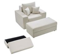 VEVOR Canapé Lit Modulaire avec Rangement 1115 mm, Divan en Velours Côtelé, Fauteuil Convertible avec Coussins et Poche Latérale, Méridienne Profonde pour Salon, Chambre à Coucher, Bureau, Beige