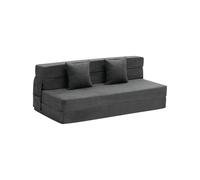 VEVOR Canapé-lit Pliant 3 en 1, Fauteuil-lit Convertible Pliable, 2 oreillers et Housse Lavable, canapé-lit futon en Mousse à mémoire de Forme, pour Salon, Chambre, Gris foncé, 206 x 154,5 cm (Queen)