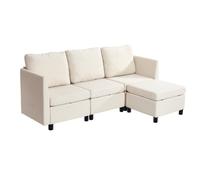 VEVOR Canapé modulable sectionnel 3 places, canapé d'angle convertible moderne en mousse haute résilience avec rangement dissimulé, sofa rembourré avec cadre en bois massif, pour salon, chambre, beige