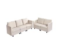 VEVOR Canapé modulable sectionnel 5 places, canapé d'angle convertible moderne en mousse haute résilience avec rangement dissimulé, sofa rembourré avec cadre en bois massif, pour salon, chambre, beige