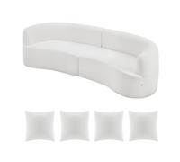 VEVOR Canapé modulaire incurvé 2840 mm, canapé sectionnel moderne avec 4 coussins, sofa de salon surdimensionné en velours côtelé avec assise large et profonde pour chambre, appartement, bureau, blanc