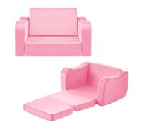 VEVOR Canapé pour Enfants 2-en-1 Convertible en Chaise Longue, Canapé-lit Pliable et Moelleux, avec Accoudoirs, en Éponge 28D et Poils Courts, Sofa Tout-petits pour Chambre d’Enfants, Rose, M