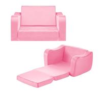 VEVOR Canapé pour Enfants 2-en-1 Convertible en Chaise Longue, Canapé-lit Pliable et Moelleux, avec Accoudoirs, en Éponge 28D et Poils Courts, Sofa Tout-petits pour Chambre d’Enfants, Rose, M