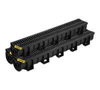 VEVOR Caniveau Extérieur Drainage Tranchée Grille Plastique 15x13x100 cm 3 PCS