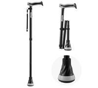 VEVOR Canne de Marche Pliable Réglable Hauteur 8 Niveaux avec Embout Caoutchouc Antidérapant, Aide à la Marche Légère Portable Aluminium, Charge 113 kg, pour Personnes Âgées, Adultes, Hommes, Femmes