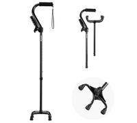 VEVOR Canne de Marche Réglable en Hauteur 10 Niveaux avec Base Stable 4 Pieds