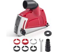 VEVOR Capot d'aspiration pour meuleuse d'angle, compatible avec 100-125 mm, capot anti-poussière avec 6 disques de serrage, profondeur de coupe réglable, raccordement à l'aspirateur, pour bois, béton,