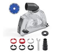 VEVOR Capot de Protection pour Meuleuse d'Angle 100-125 mm Capot Anti-poussière pour Meuleuse Angulaire, 6 Rondelles Serrage, Meule 125 mm, Adaptateur de Tuyau Aspirateur, Profondeur de Coupe Réglable