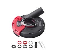 VEVOR Capot de Protection pour Meuleuse d'Angle 100-125 mm Capot Anti-poussière pour Meuleuse Angulaire, avec 6 Rondelles Serrage, Adaptateur de Tuyau d'Aspirateur, Protection pour Meulage Bois Béton