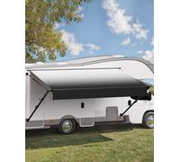 VEVOR Caravane store universel rétractable RV store (487,7 cm) pare-soleil étanche avec cadre en alliage d'aluminium, store extérieur avec support noir & tissus noirs avec dégradé