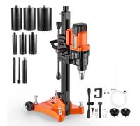 VEVOR Carotteuse Diamant 2500 W Diamètre de Perçage 20-202 mm avec 8 Forets, Perceuse à Carottage pour Béton à Sec et à Eau Base Mobile à Roulettes, Maximal 3500 W, 850 tr/min, Filetage UNC1 1/4-7