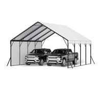 VEVOR Carport, 5,8 x 6 m, Abri de Voiture Métal Robuste, Abri Garage Extérieur avec Cadre Toit en Acier, Parois Latérales Amovibles, Auvent Stockage d'Auto pour Pick-up, Bateaux, Camions, Tracteurs