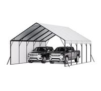 VEVOR Carport, 5,8x7,45 m, Abri de Voiture Métal Robuste, Abri Garage Extérieur avec Cadre Toit en Acier, Parois Latérales Amovibles, Auvent Stockage d'Auto pour Pick-up, Bateau, Camions, Tracteurs