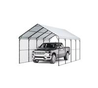 VEVOR Carport en métal pour usages graves 3,6 x 6 x 3,15 m avec structure et toit en acier galvanisé, rideau de garage parois latérales amovibles, abris de voiture multi-usages pour ramassage, bateau,
