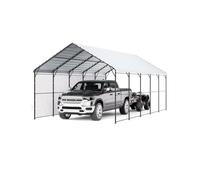 VEVOR Carport en métal pour usages Graves 4 x 8 x 3,15 m avec Structure et Toit en Acier galvanisé, Rideau de Garage parois latérales Amovibles, abris de Voiture Multi-usages pour ramassage, Bateau,