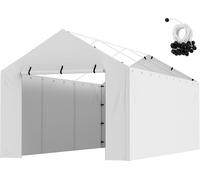 VEVOR Carport Tente de garage 3 x 6 m, garage sous tente, étanche et protégé contre les UV, remise voiture, installation facile avec sangles, blanc (partie supérieure et cadre non inclus)