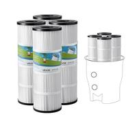 VEVOR Cartouche de Filtre de Piscine Lot de 4 x 7,4 m², Cartouche Filtrante de Rechange de Spa Compatible avec CCP320, Pleatco PCC80-PAK4, Plissée Trilobée, pour Filtration de Piscines, Spas