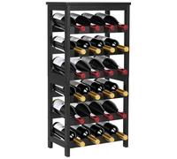 VEVOR Casier à Vin Autoportant Capacité 24 Bouteilles, Range Bouteilles à 6 Niveaux, Étagère à Vin Stable avec Plateau, Rangement Présentation pour Cuisine Garde-Manger Salle à Manger Cave Bar, Noir