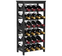 VEVOR Casier à Vin Autoportant Capacité 24 Bouteilles, Range Bouteilles à 6 Niveaux, Étagère à Vin Stable avec Plateau, Rangement Présentation pour Cuisine Garde-manger Salle à Manger Cave Bar, Noir