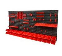 VEVOR Étagère Bac à Bec Plastique, 30 Boites Rangement Empilables Atelier Garage avec Panneaux Muraux, Organisateur Outils pour Écrous, Boulons, Vis, Clous, Perles, Boutons, Petites Pièces, Noir/Rouge