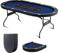 VEVOR Casino Table de poker Pieds de table pliants 2140 x 1070 x 760 mm (L x l x H), Table de poker pliante, noir & bleu Support de poker Table pliante pour 10 joueurs, Table de poker avec housse anti