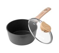 VEVOR Casserole de 1,4 L, Poêlon avec Revêtement Antiadhésif, Couvercle en Verre Trempé et Poignée Amovible, Multifonctions, Marmite Compatible avec Plaque à Induction, Cuisine, Maison, Noir