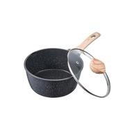 VEVOR Casserole de 2,4 L, Poêlon avec Revêtement Antiadhésif, Couvercle en Verre Trempé et Poignée Amovible, Multifonctions, Marmite Compatible avec Plaque à Induction, Cuisine, Maison, Noire