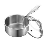 VEVOR Casserole en Acier Inoxydable 1,4 L, Poêlon avec Couvercle en Verre et Poignée Ergonomique, Antiadhésif, Lavable au Lave-vaisselle, Compatible avec Four et Plaque à Induction, Ustensile Cuisine