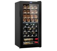 VEVOR Cave à Vin 32 Bouteilles, Réfrigérateur à Vin à Double Zone et à Double Température, Frigo Vin avec Commande Numérique, Porte en Verre Trempé avec Protection UV, Stockage de Vin Rouge et Blanc